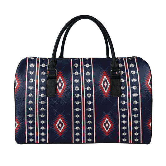 Native Tribal Navajo Pattern Print Leather Duffle Bag