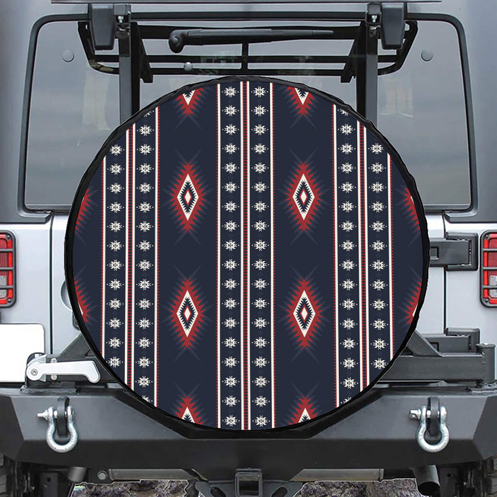 Native Tribal Navajo Pattern Print Leather Spare Tire Cover