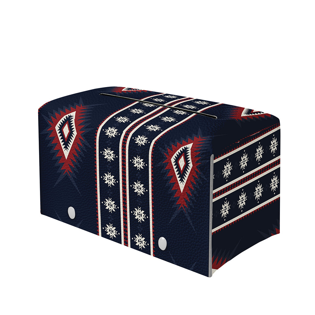 Native Tribal Navajo Pattern Print Leather Tissue Box Cover