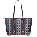 Native Tribal Navajo Pattern Print Leather Tote Bag With Zipper