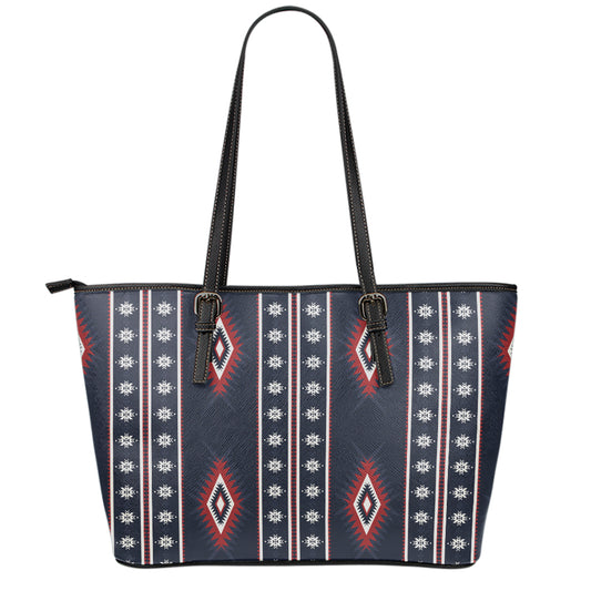 Native Tribal Navajo Pattern Print Leather Tote Bag