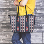 Native Tribal Navajo Pattern Print Leather Tote Bag