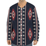 Native Tribal Navajo Pattern Print Long Sleeve Baseball Jersey