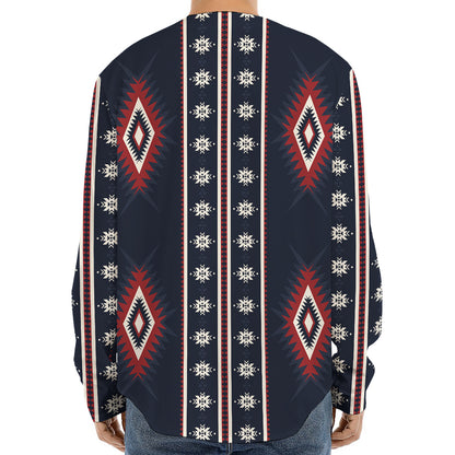 Native Tribal Navajo Pattern Print Long Sleeve Baseball Jersey