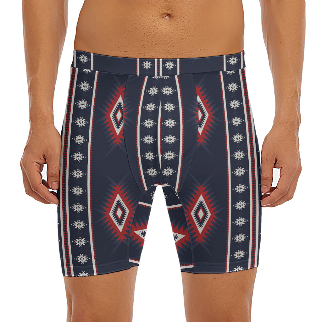 Native Tribal Navajo Pattern Print Men's Long Boxer Briefs