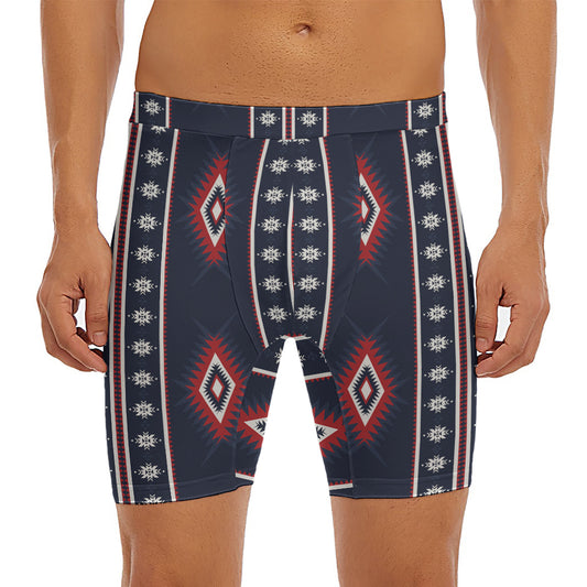 Native Tribal Navajo Pattern Print Men's Long Boxer Briefs