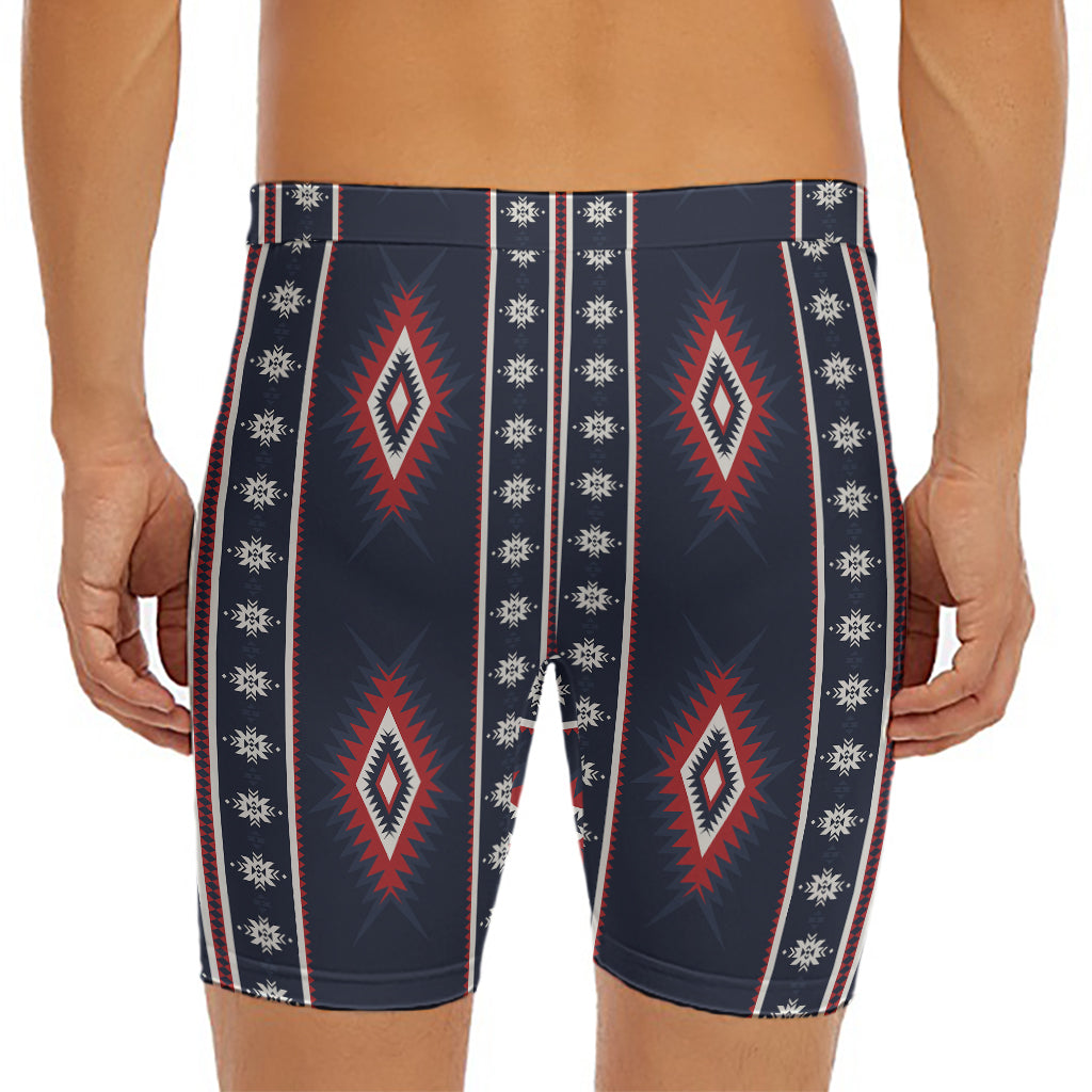 Native Tribal Navajo Pattern Print Men's Long Boxer Briefs