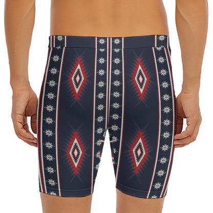 Native Tribal Navajo Pattern Print Men's Long Boxer Briefs