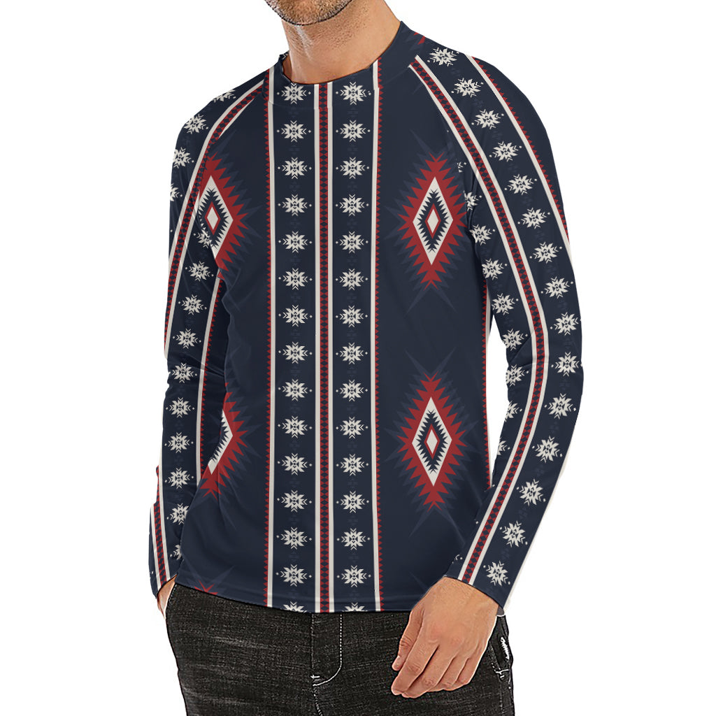 Native Tribal Navajo Pattern Print Men's Long Sleeve Rash Guard