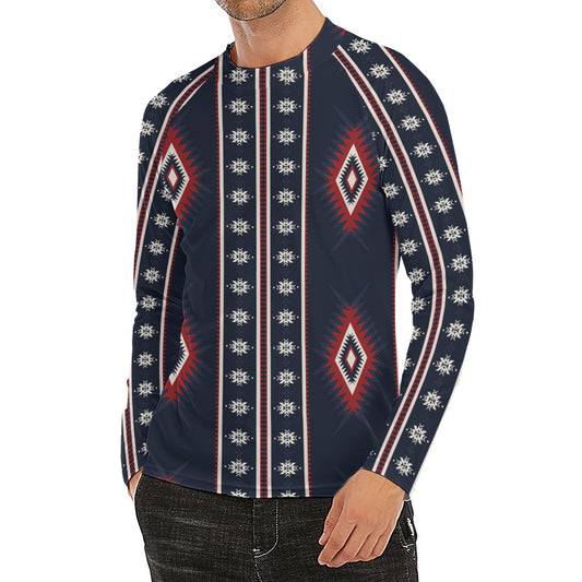 Native Tribal Navajo Pattern Print Men's Long Sleeve Rash Guard