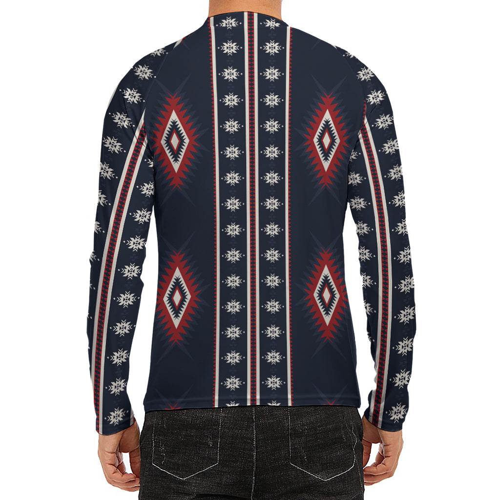 Native Tribal Navajo Pattern Print Men's Long Sleeve Rash Guard