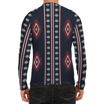 Native Tribal Navajo Pattern Print Men's Long Sleeve Rash Guard