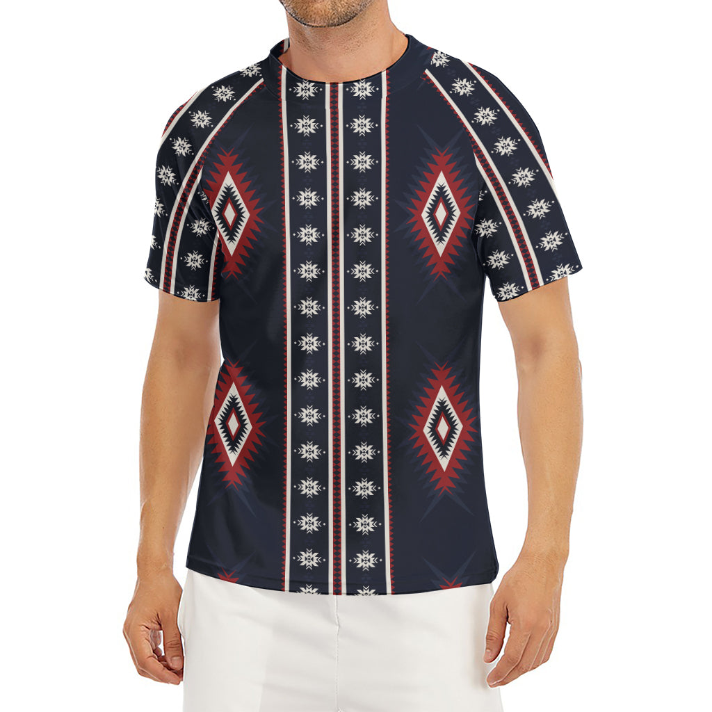 Native Tribal Navajo Pattern Print Men's Short Sleeve Rash Guard