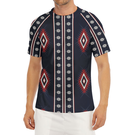 Native Tribal Navajo Pattern Print Men's Short Sleeve Rash Guard