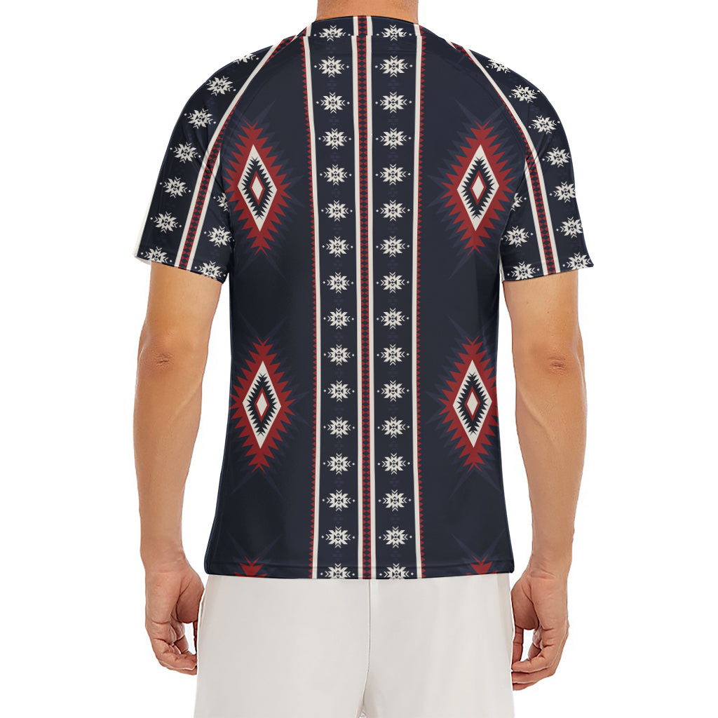 Native Tribal Navajo Pattern Print Men's Short Sleeve Rash Guard