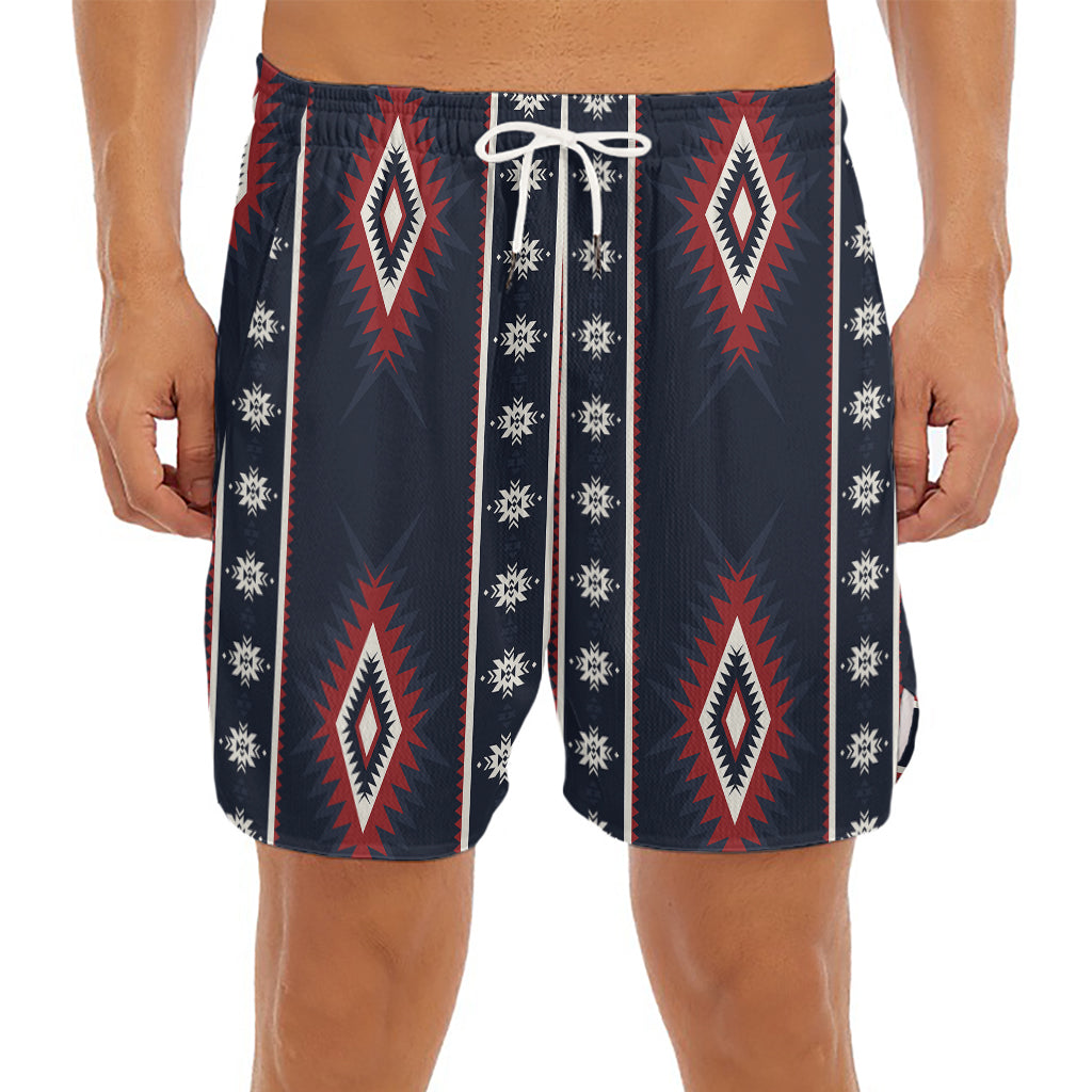Native Tribal Navajo Pattern Print Men's Split Running Shorts