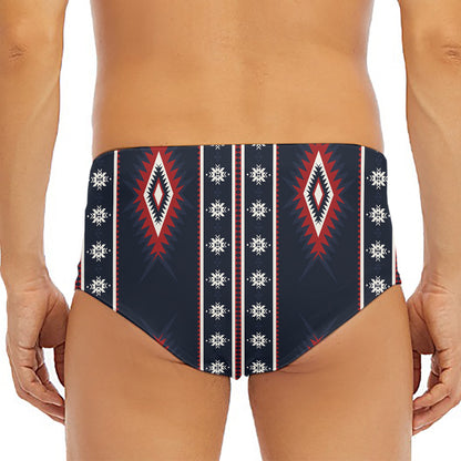 Native Tribal Navajo Pattern Print Men's Triangle Swim Briefs