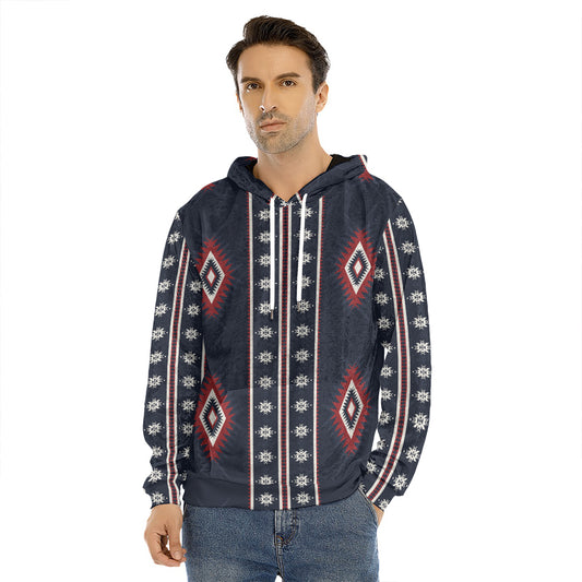 Native Tribal Navajo Pattern Print Men's Velvet Pullover Hoodie
