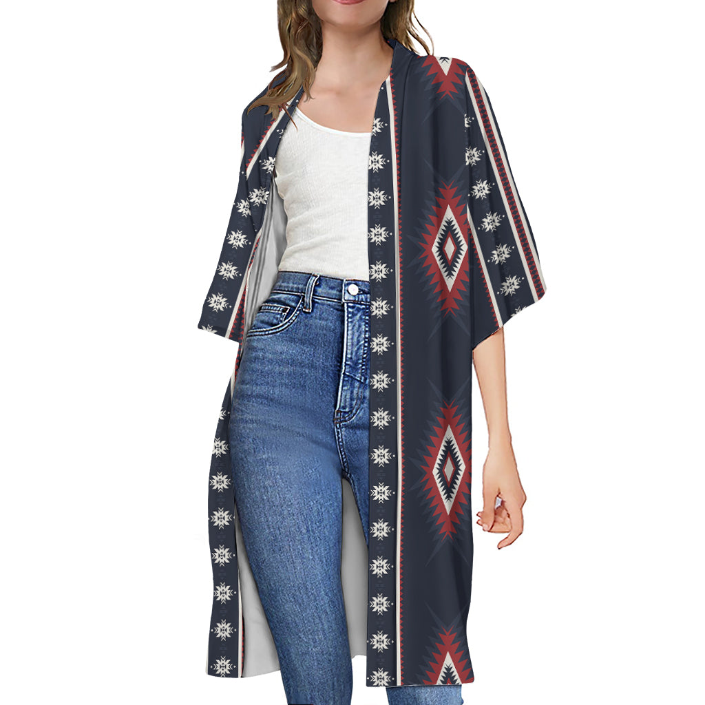 Native Tribal Navajo Pattern Print Open Front Beach Cover Up