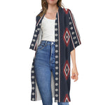 Native Tribal Navajo Pattern Print Open Front Beach Cover Up
