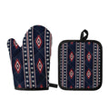 Native Tribal Navajo Pattern Print Oven Mitt And Pot Holder Set