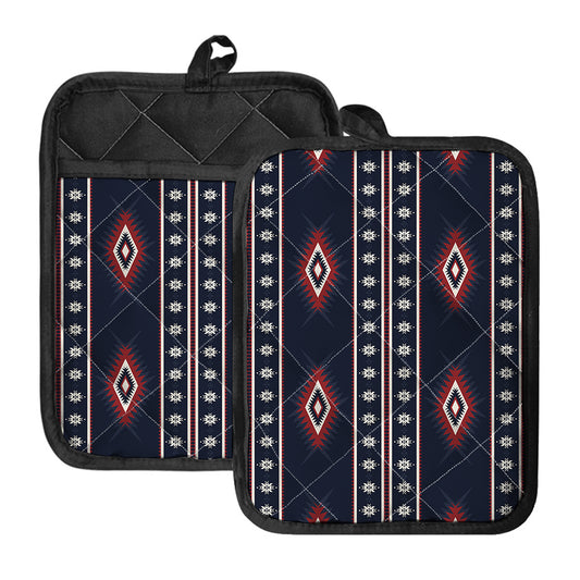 Native Tribal Navajo Pattern Print Pot Holders With Pocket
