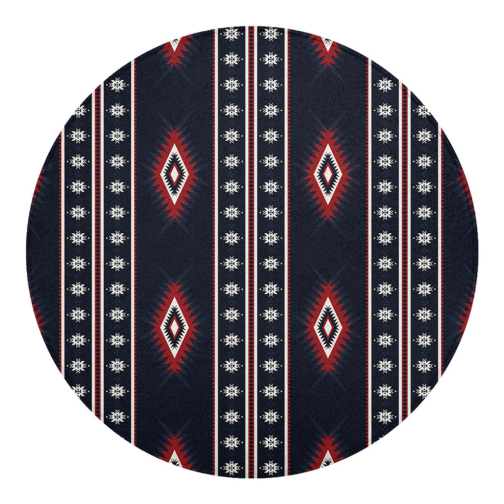 Native Tribal Navajo Pattern Print Round Blanket
