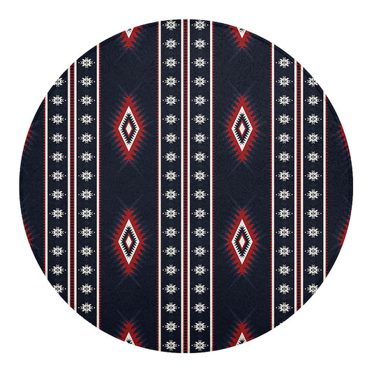 Native Tribal Navajo Pattern Print Round Blanket