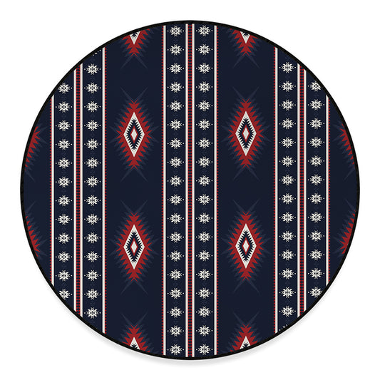 Native Tribal Navajo Pattern Print Round Floor Mat