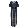 Native Tribal Navajo Pattern Print Short Sleeve Long Nightdress