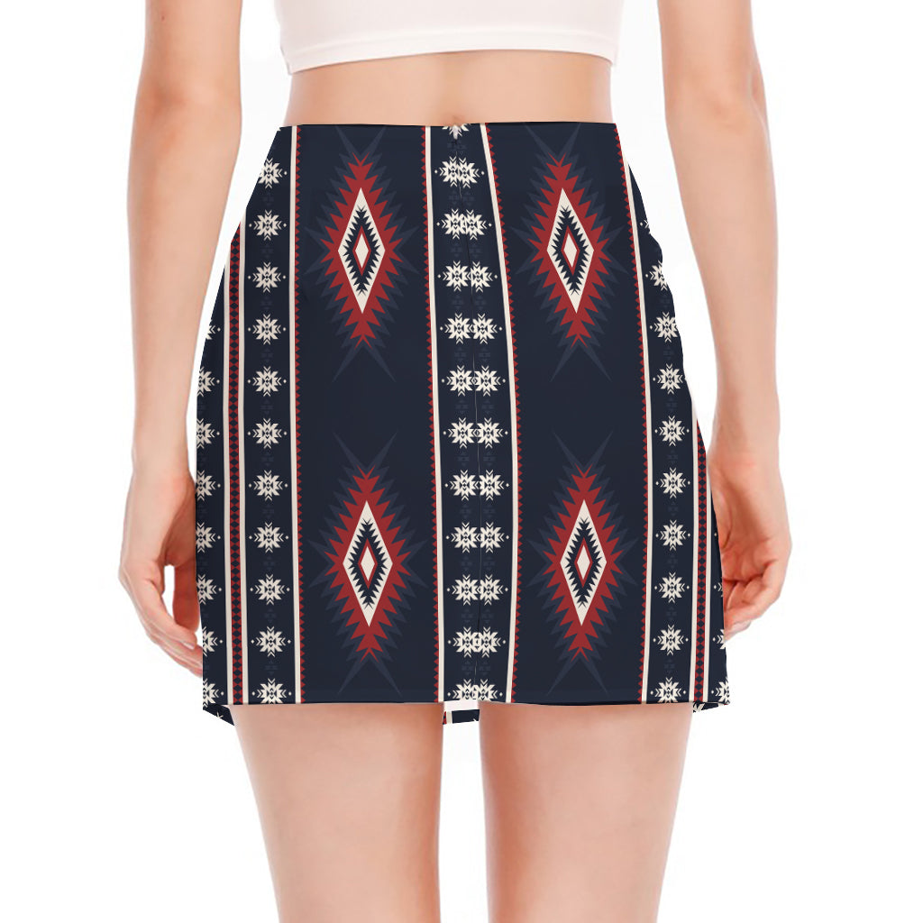 Native Tribal Navajo Pattern Print Side Slit Mini Skirt