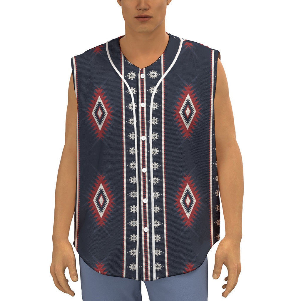 Native Tribal Navajo Pattern Print Sleeveless Baseball Jersey