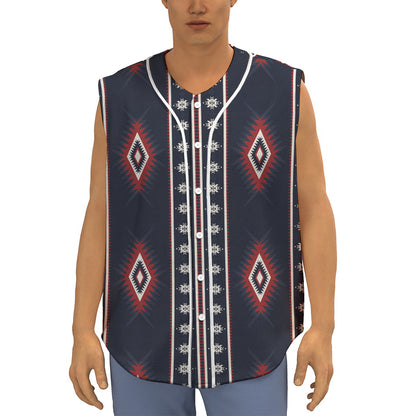 Native Tribal Navajo Pattern Print Sleeveless Baseball Jersey