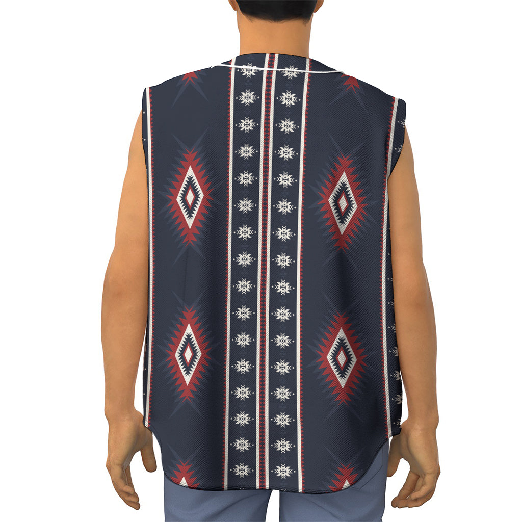 Native Tribal Navajo Pattern Print Sleeveless Baseball Jersey