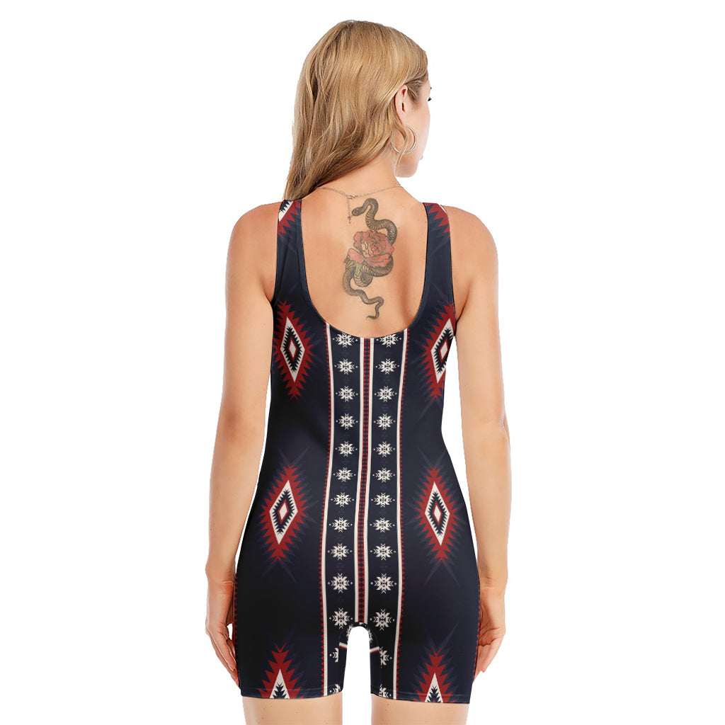 Native Tribal Navajo Pattern Print Sleeveless One Piece Swimsuit