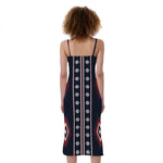 Native Tribal Navajo Pattern Print Slim Fit Midi Cami Dress