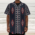 Native Tribal Navajo Pattern Print Textured Short Sleeve Shirt