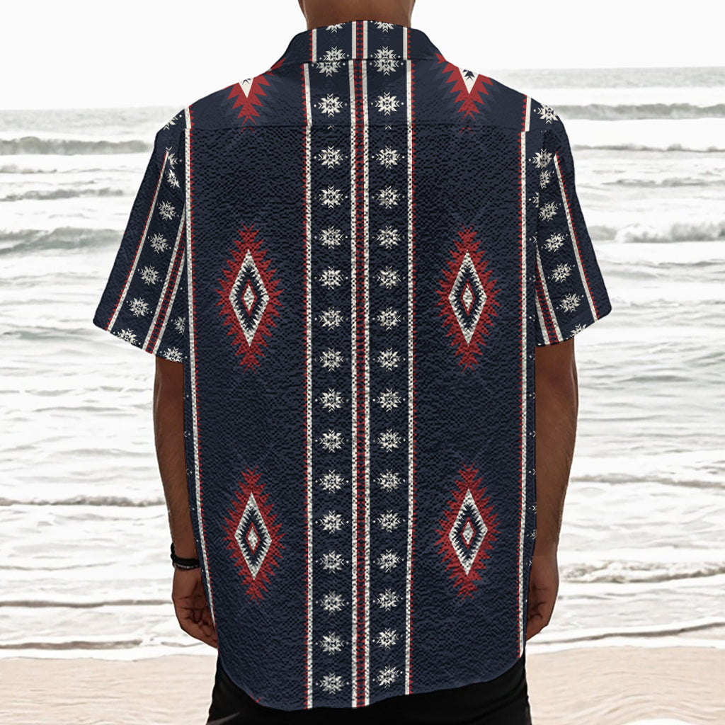 Native Tribal Navajo Pattern Print Textured Short Sleeve Shirt
