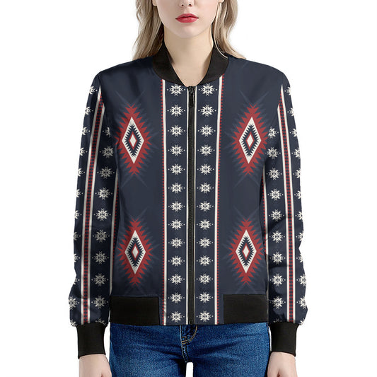 Native Tribal Navajo Pattern Print Women's Bomber Jacket