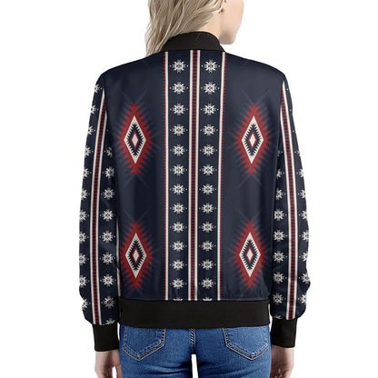 Native Tribal Navajo Pattern Print Women's Bomber Jacket
