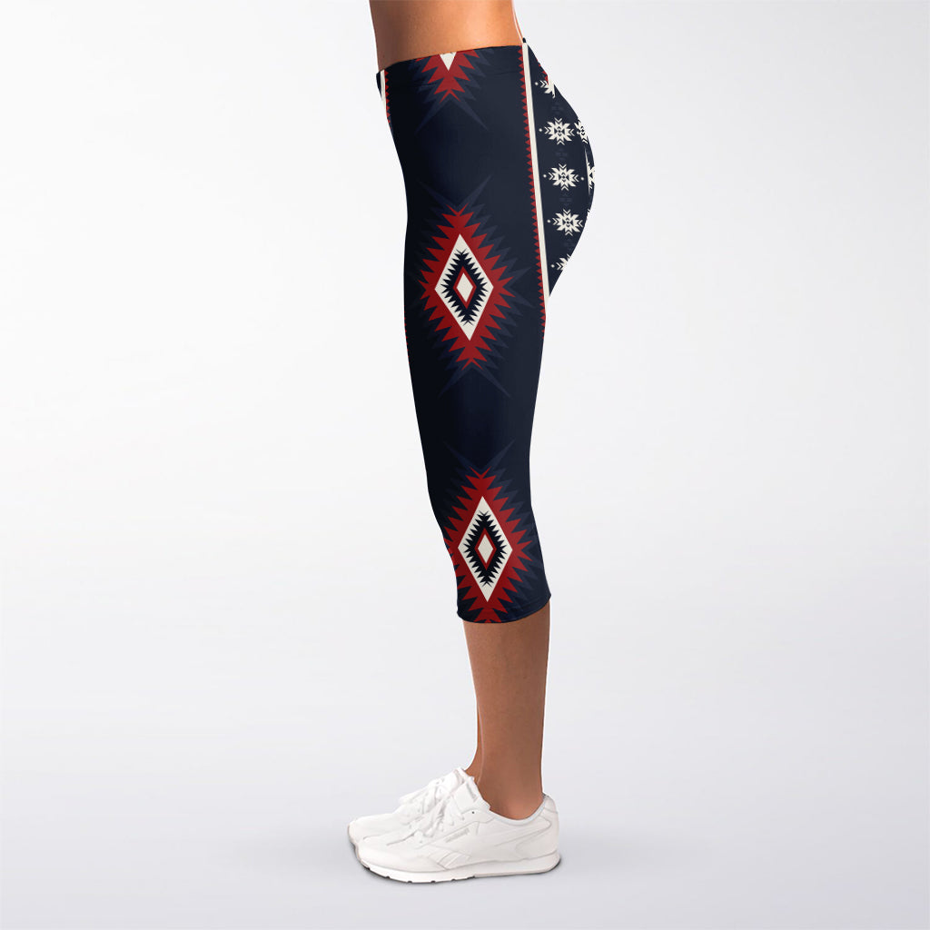 Native Tribal Navajo Pattern Print Women's Capri Leggings