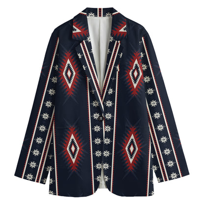 Native Tribal Navajo Pattern Print Women's Cotton Blazer