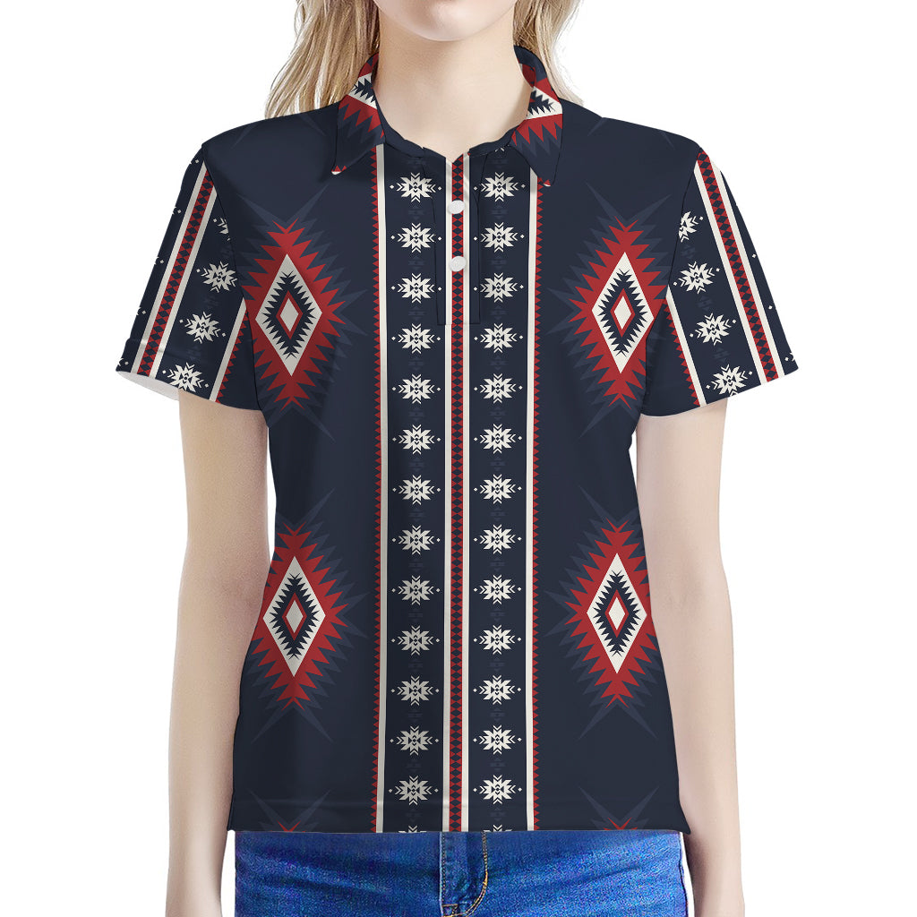 Native Tribal Navajo Pattern Print Women's Polo Shirt