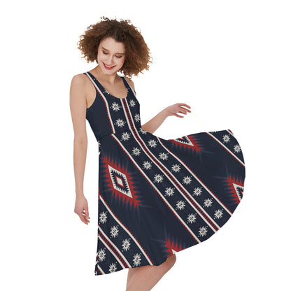 Native Tribal Navajo Pattern Print Women's Sleeveless Dress