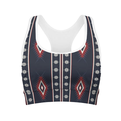 Native Tribal Navajo Pattern Print Women's Sports Bra
