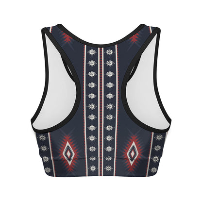 Native Tribal Navajo Pattern Print Women's Sports Bra
