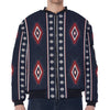 Native Tribal Navajo Pattern Print Zip Sleeve Bomber Jacket