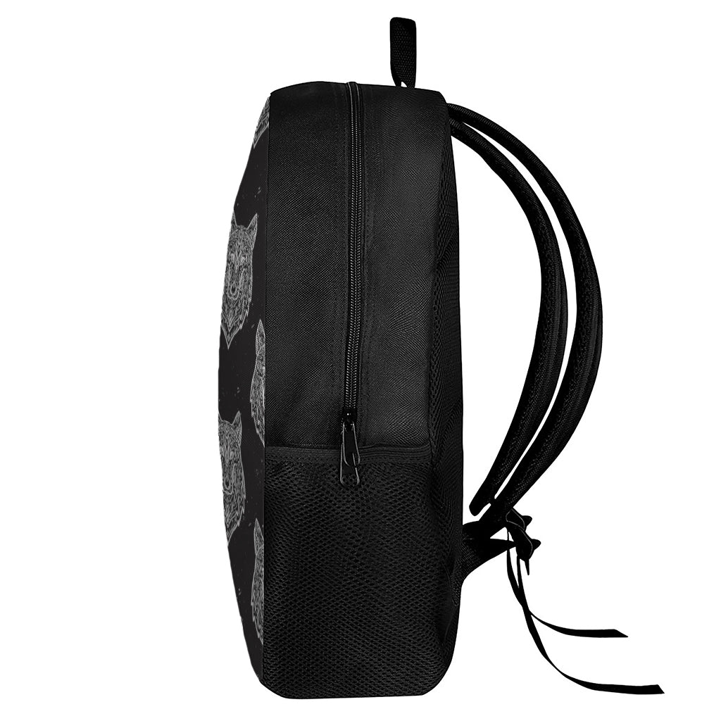 Native Tribal Wolf Pattern Print 17 Inch Backpack