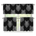 Native Tribal Wolf Pattern Print 3 Piece Kitchen Curtains