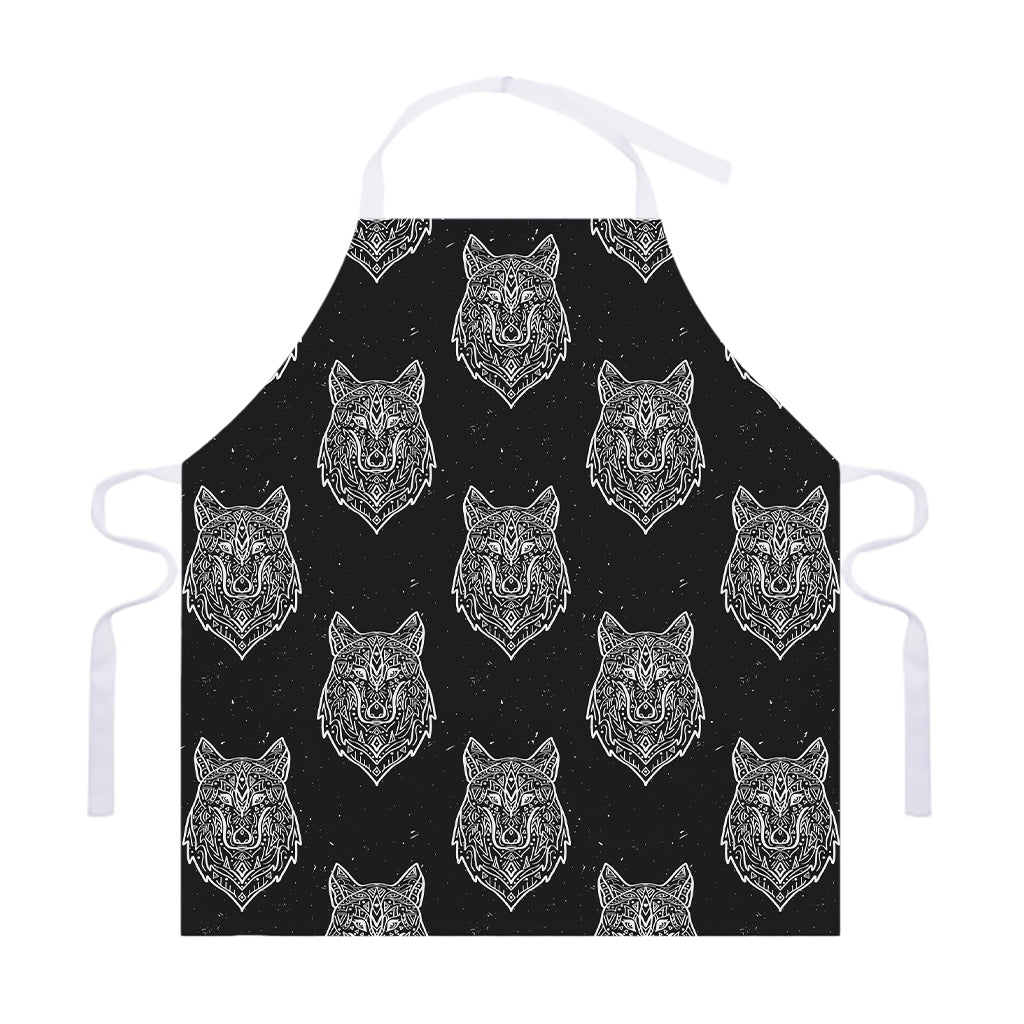 Native Tribal Wolf Pattern Print Adjustable Apron
